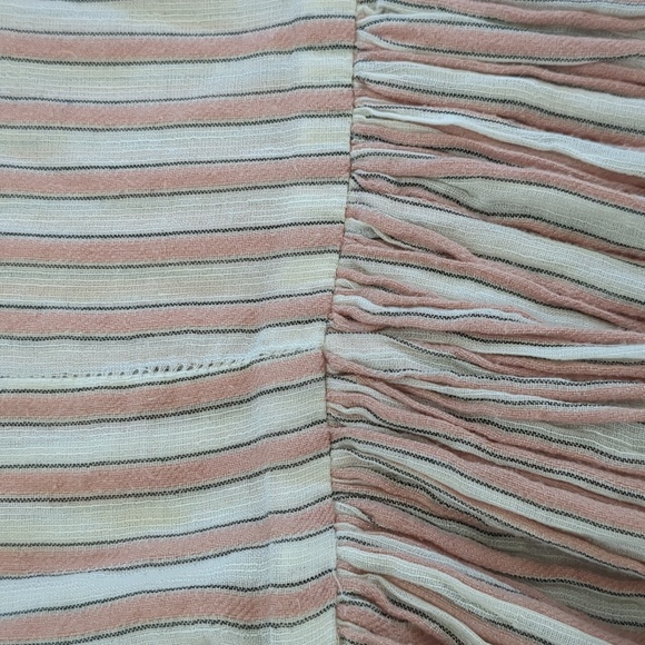 Morley Jelsa Girls Pink Striped Cotton Linen Blend Tie Back Dress - Picture 3 of 9